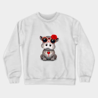 Red Day of the Dead Baby Hippo Crewneck Sweatshirt